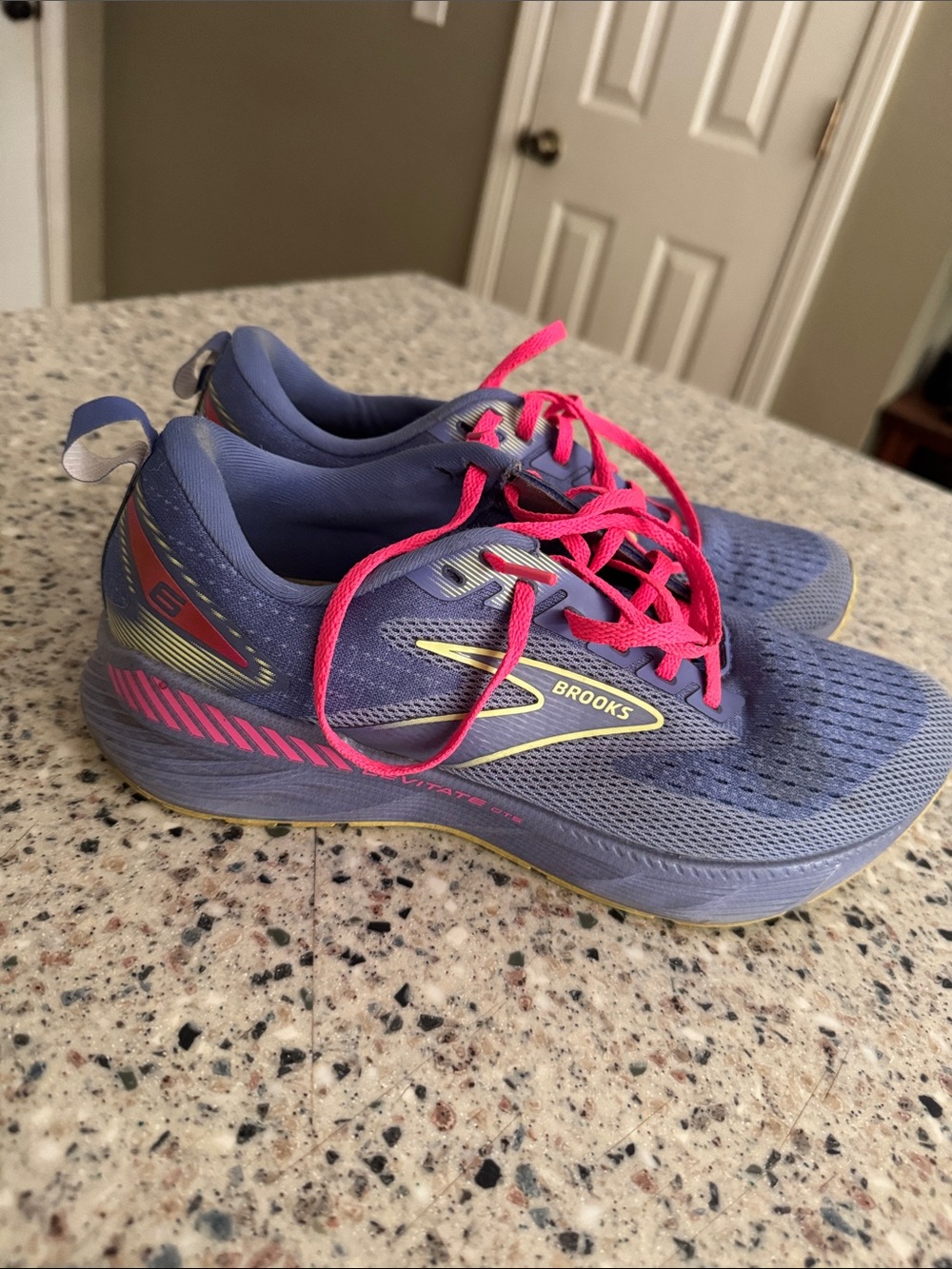 Brooks Women's Levitate GTS 6 - Lavender Running Sneakers with Pink Laces